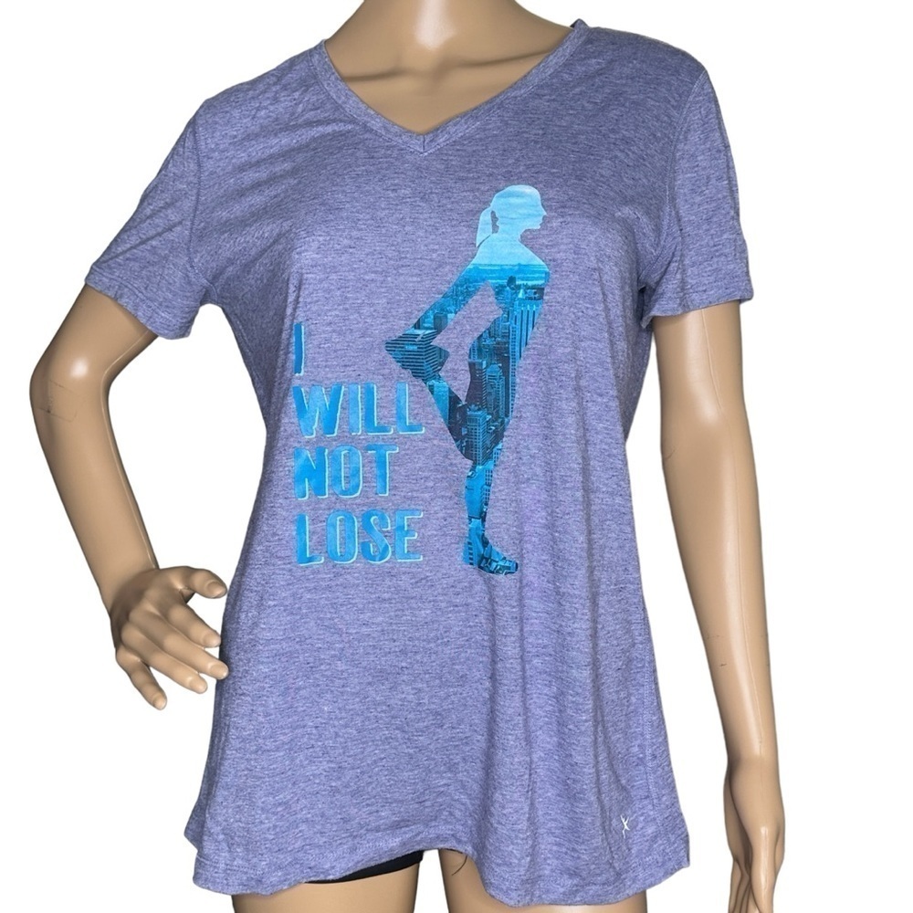 Danskin Now I Will Not Lose v neck tee Large